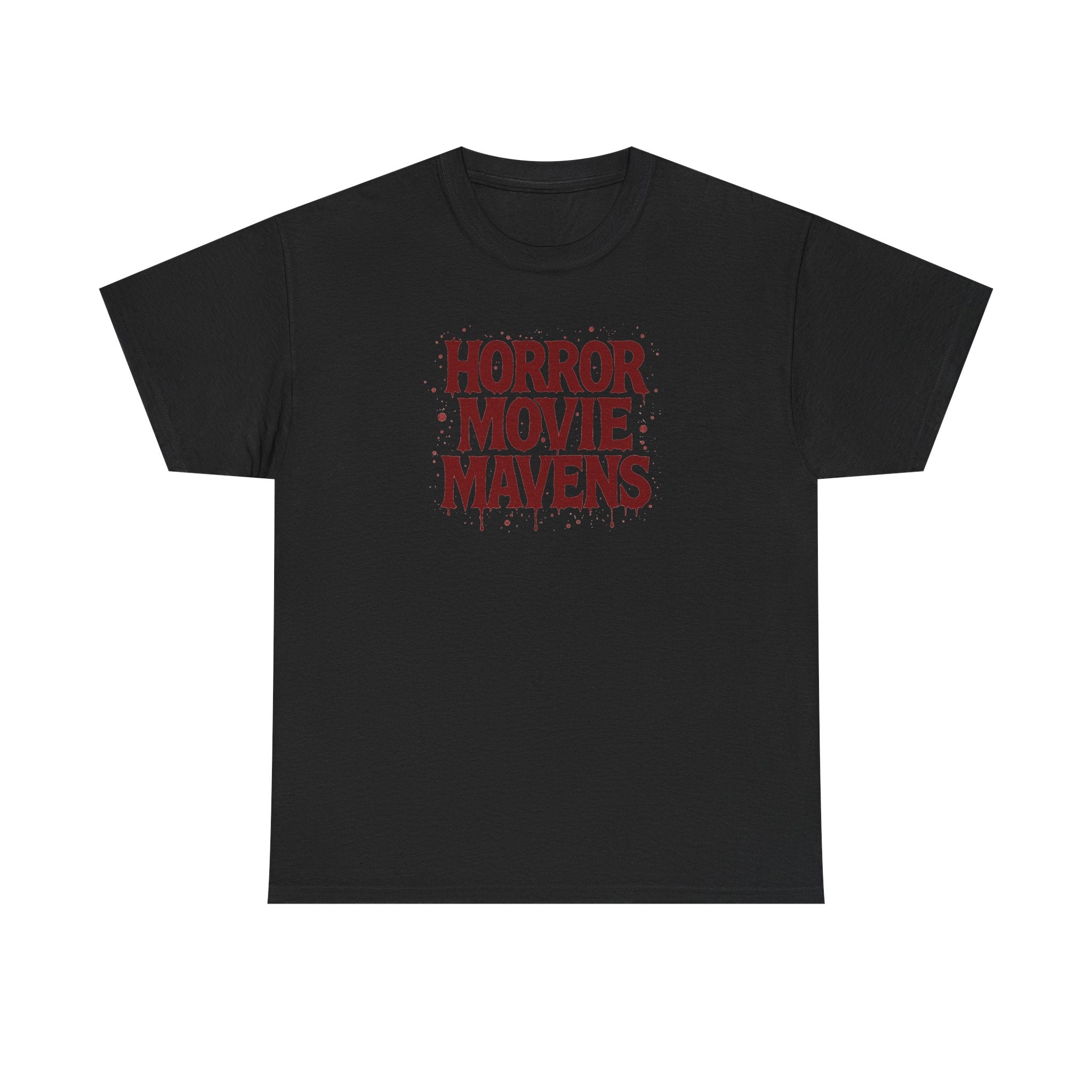 Horror Movie Mavens Tee — Retro Red Horror Fan Graphic Shirt
