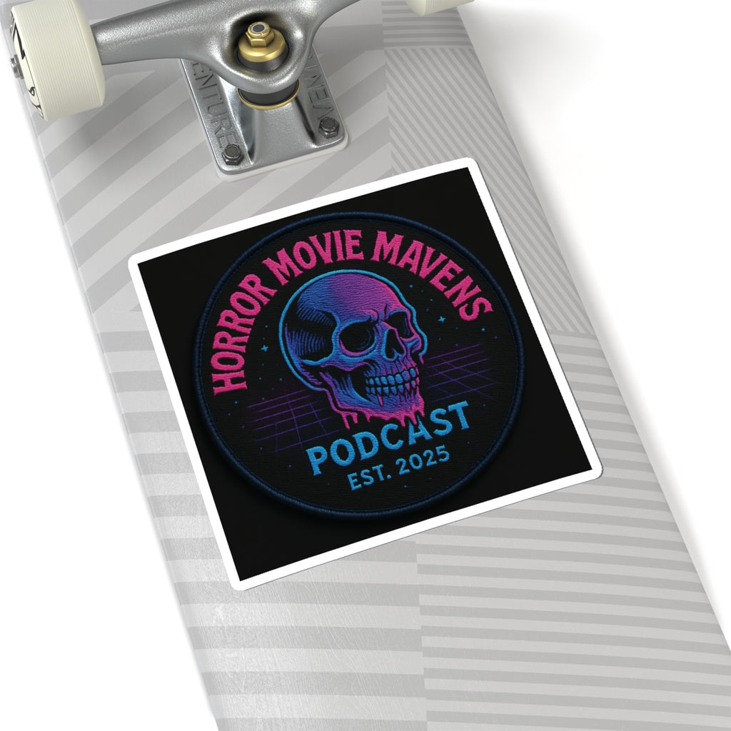 Horror Movie Mavens Podcast Kiss-Cut Sticker — Neon Skull Est. 2025