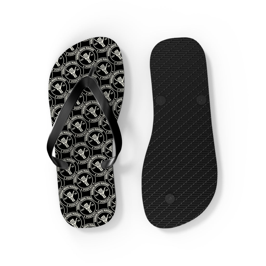 Skull & Crossbones Pattern Flip Flops — Gothic Beach Sandals