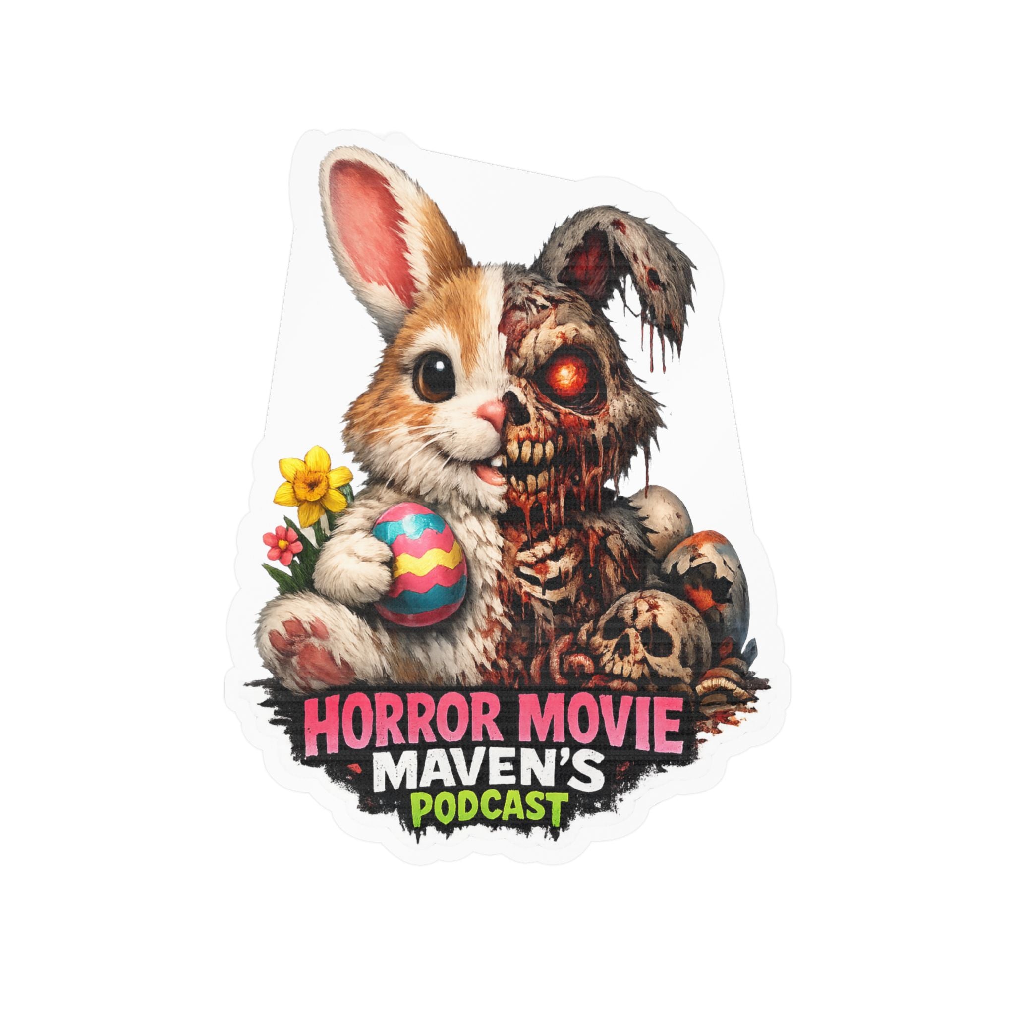 Horror Movie Maven's Podcast Bunny Zombie Vinyl Sticker