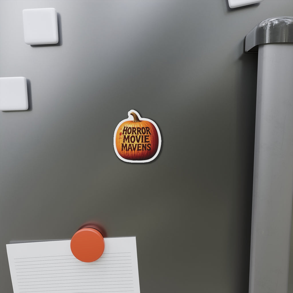 Horror Movie Mavens Pumpkin Die-Cut Magnet — Halloween Fridge Decor