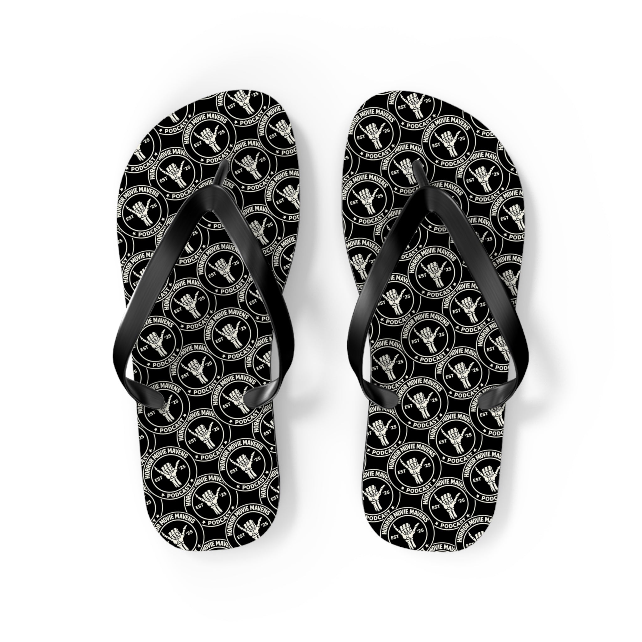 Skull & Crossbones Pattern Flip Flops — Gothic Beach Sandals