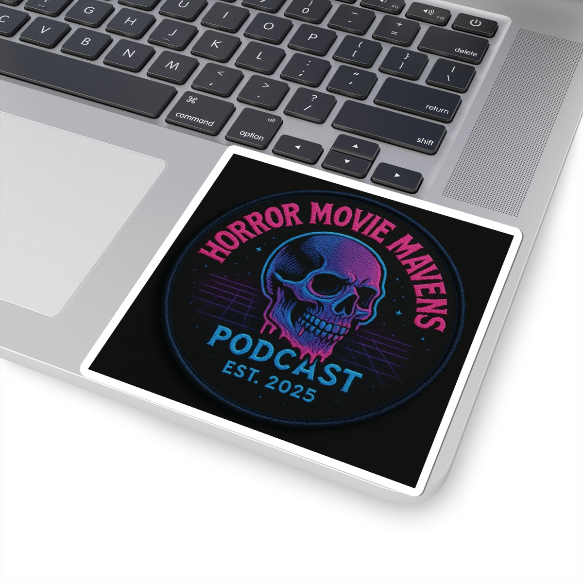 Horror Movie Mavens Podcast Kiss-Cut Sticker — Neon Skull Est. 2025