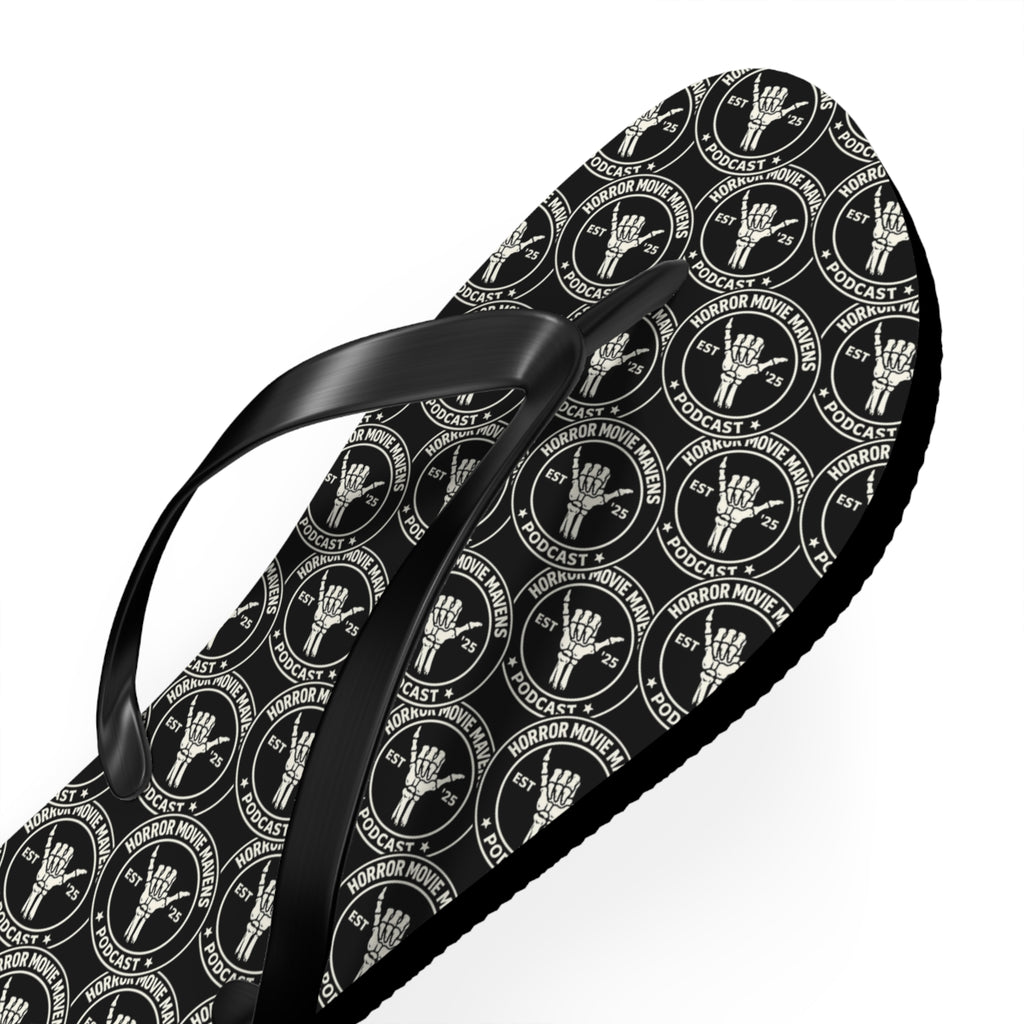 Skull & Crossbones Pattern Flip Flops — Gothic Beach Sandals