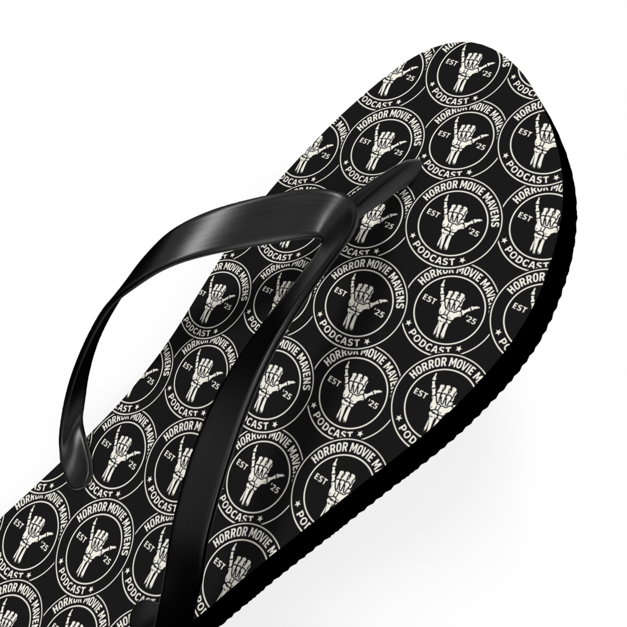 Skull & Crossbones Pattern Flip Flops — Gothic Beach Sandals