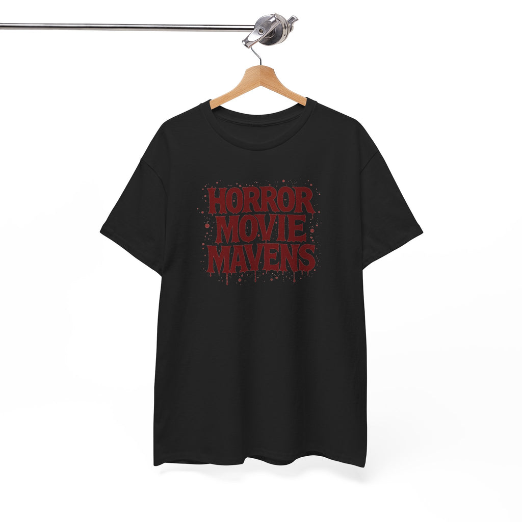 Horror Movie Mavens Tee — Retro Red Horror Fan Graphic Shirt