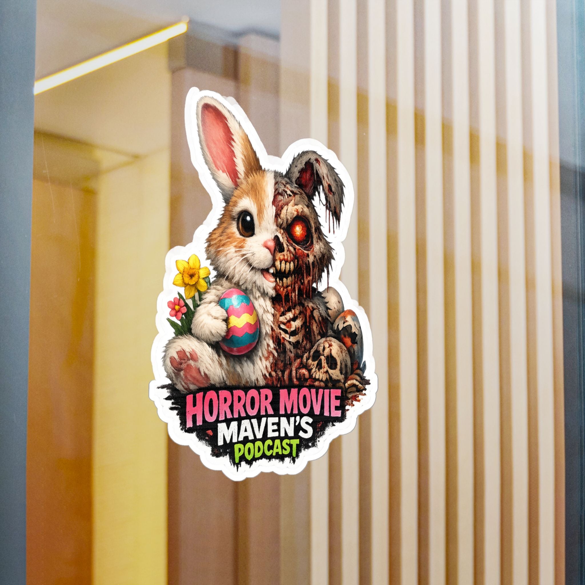 Horror Movie Maven's Podcast Bunny Zombie Vinyl Sticker