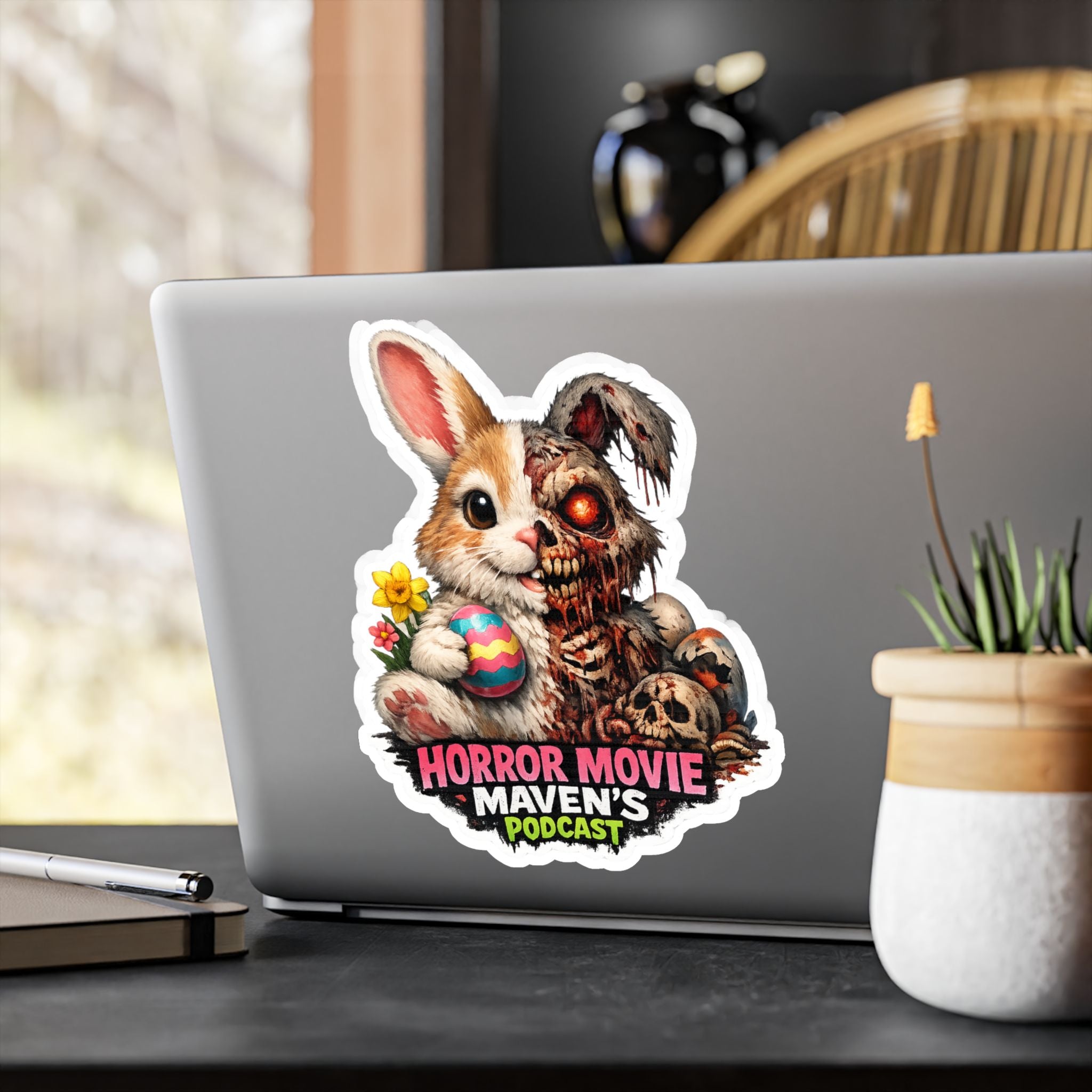 Horror Movie Maven's Podcast Bunny Zombie Vinyl Sticker