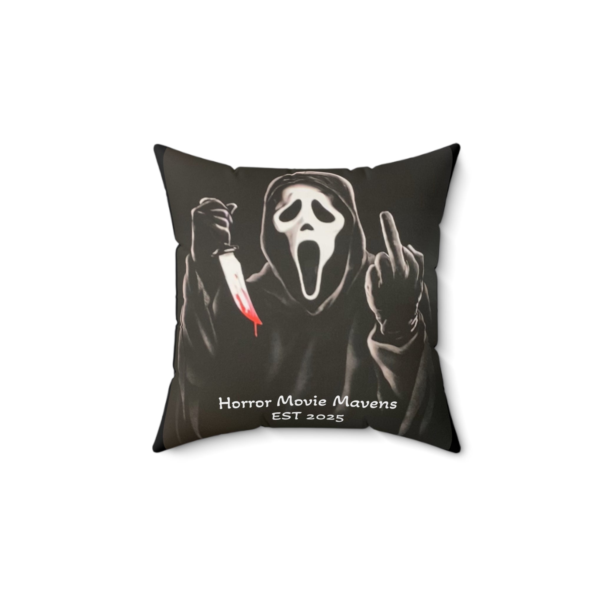 What’s your favorite scary movie? Pillow — "Horror Movie Mavens EST 2025" Spun Polyester Square Throw Pillow