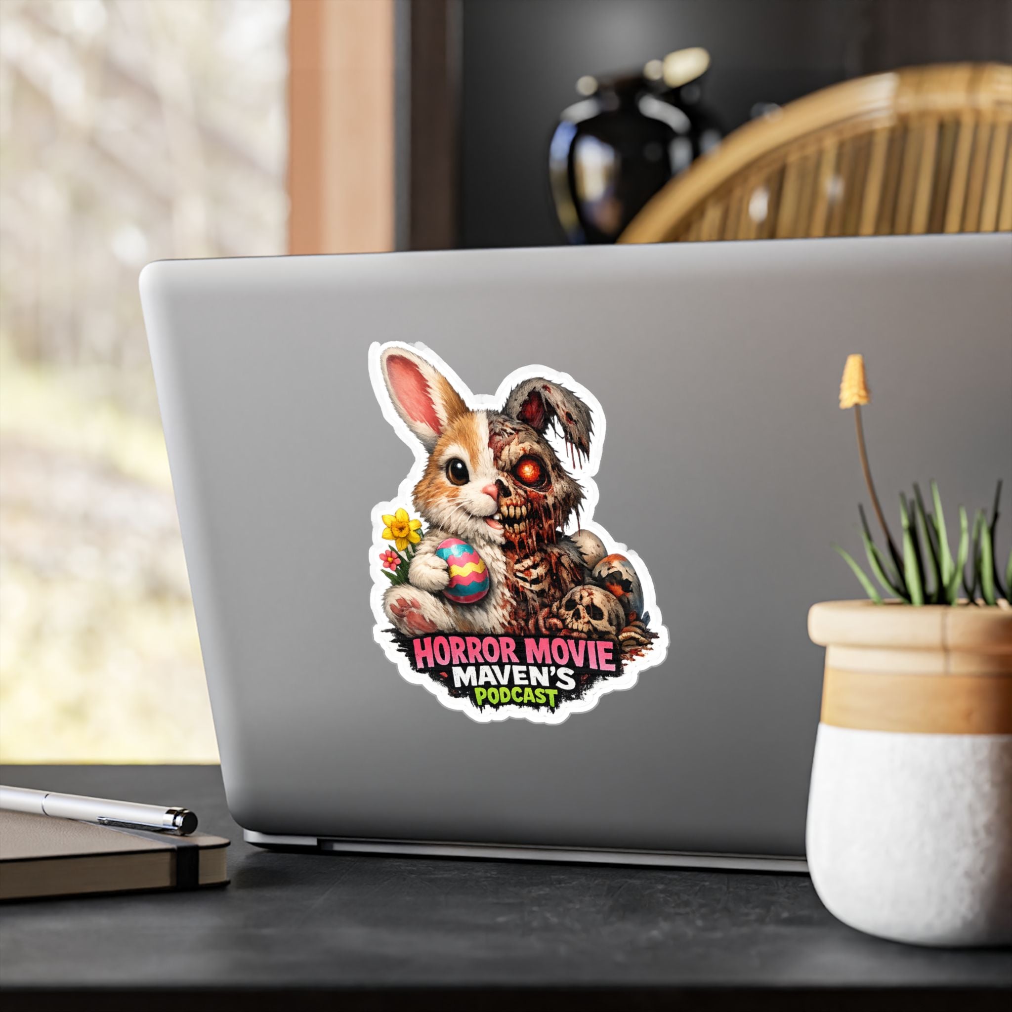 Horror Movie Maven's Podcast Bunny Zombie Vinyl Sticker
