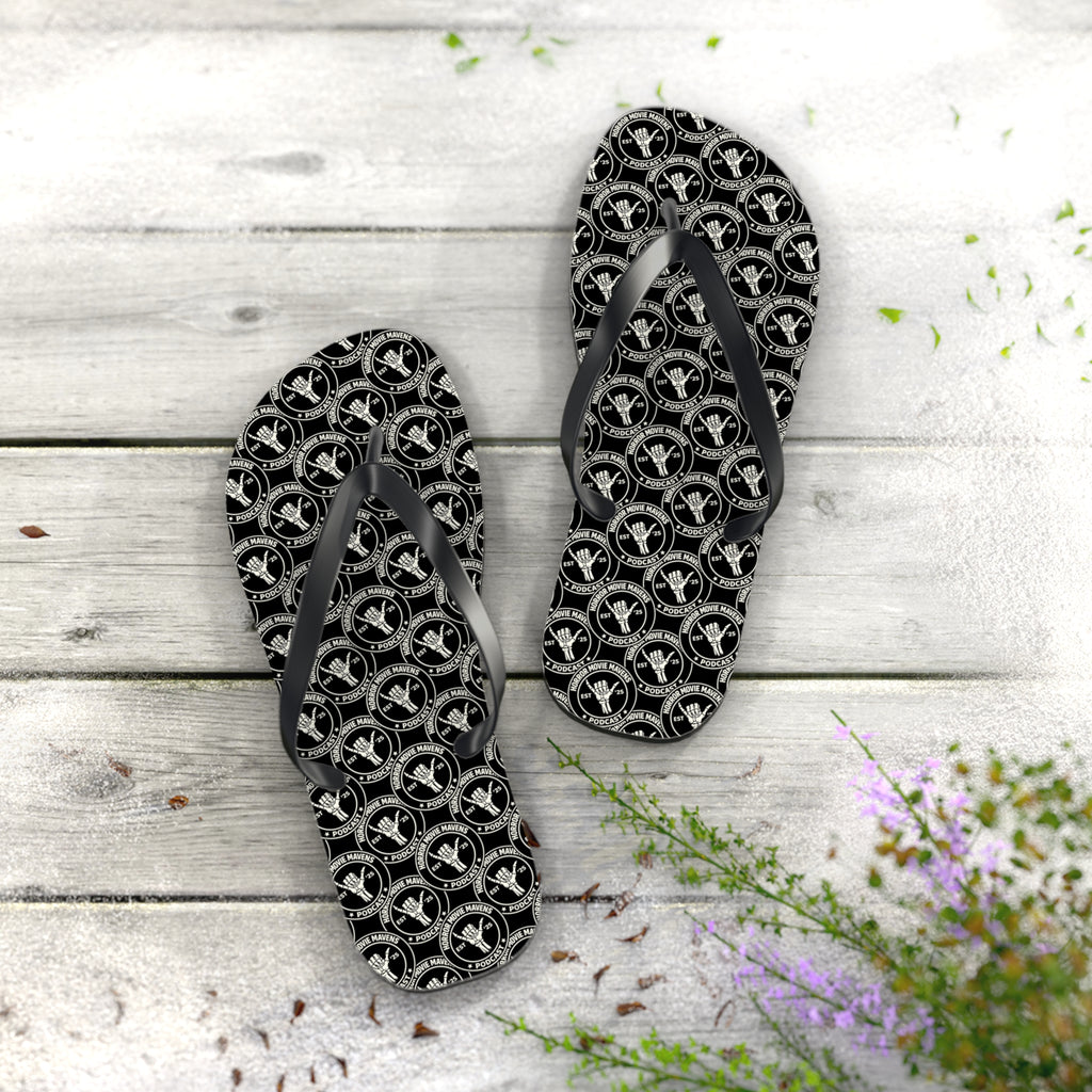 Skull & Crossbones Pattern Flip Flops — Gothic Beach Sandals