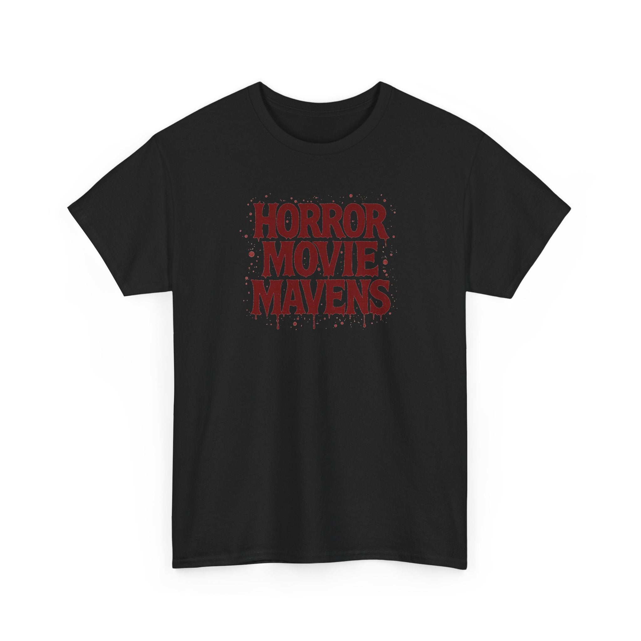 Horror Movie Mavens Tee — Retro Red Horror Fan Graphic Shirt