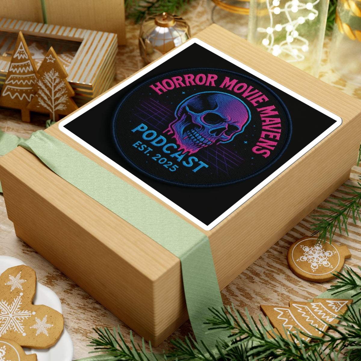 Horror Movie Mavens Podcast Kiss-Cut Sticker — Neon Skull Est. 2025