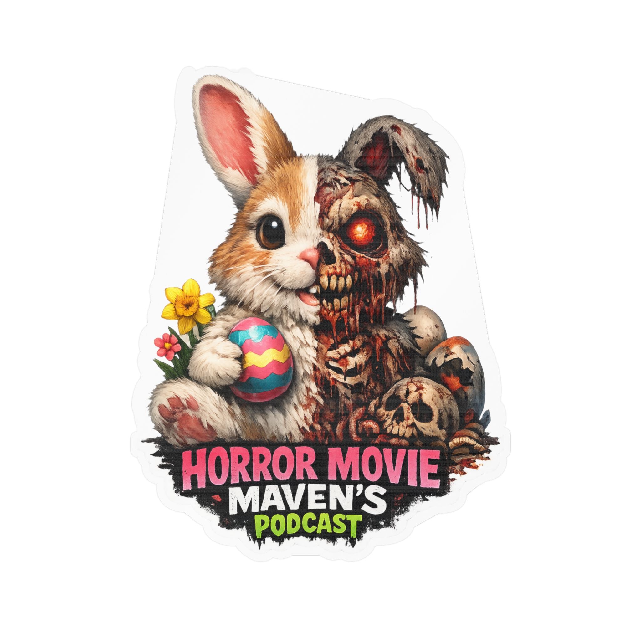 Horror Movie Maven's Podcast Bunny Zombie Vinyl Sticker
