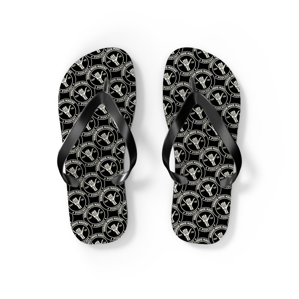 Skull & Crossbones Pattern Flip Flops — Gothic Beach Sandals