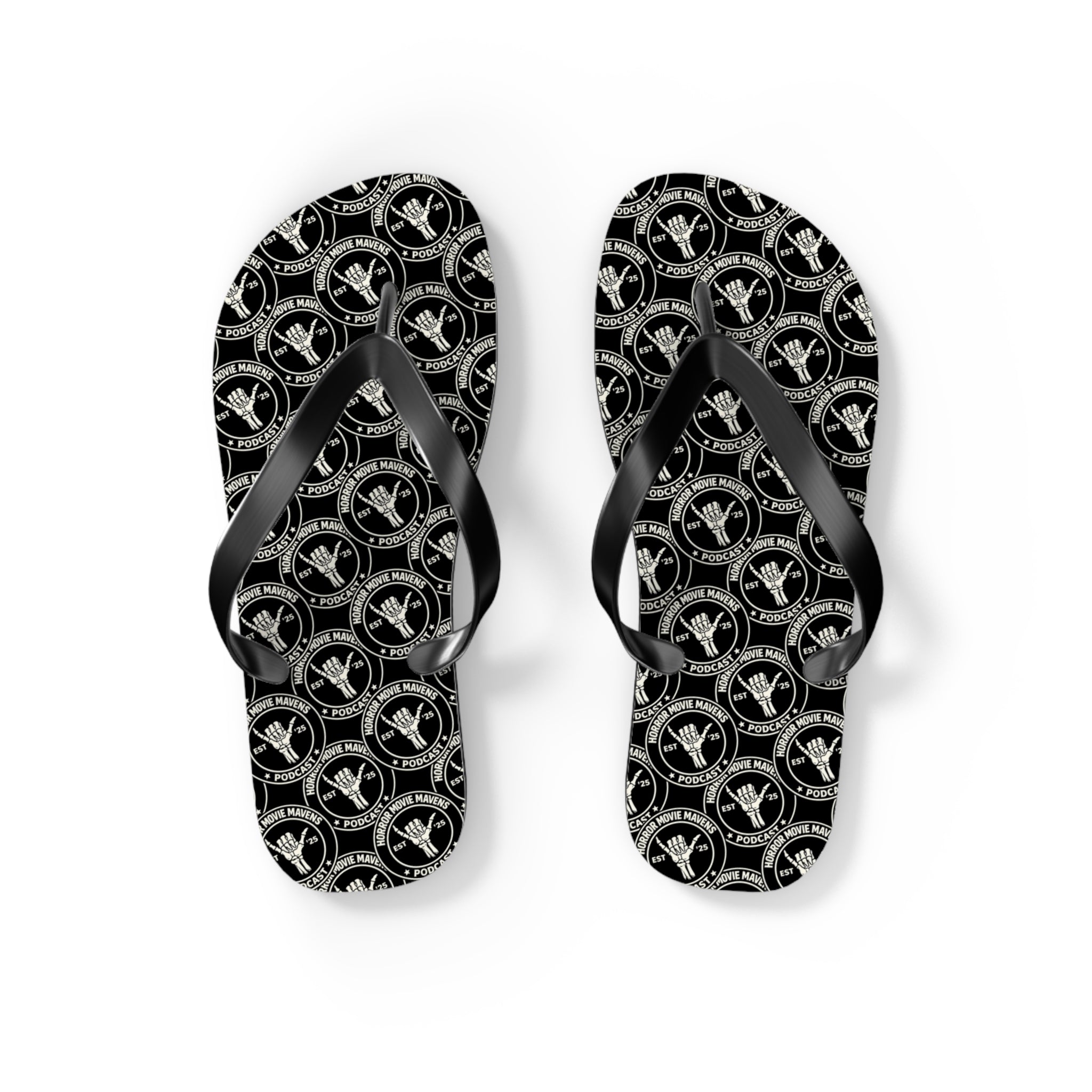Skull & Crossbones Pattern Flip Flops — Gothic Beach Sandals