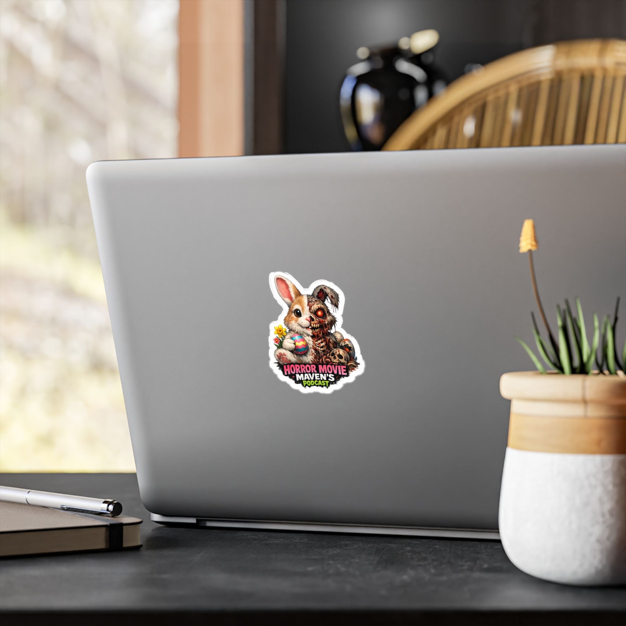 Horror Movie Maven's Podcast Bunny Zombie Vinyl Sticker