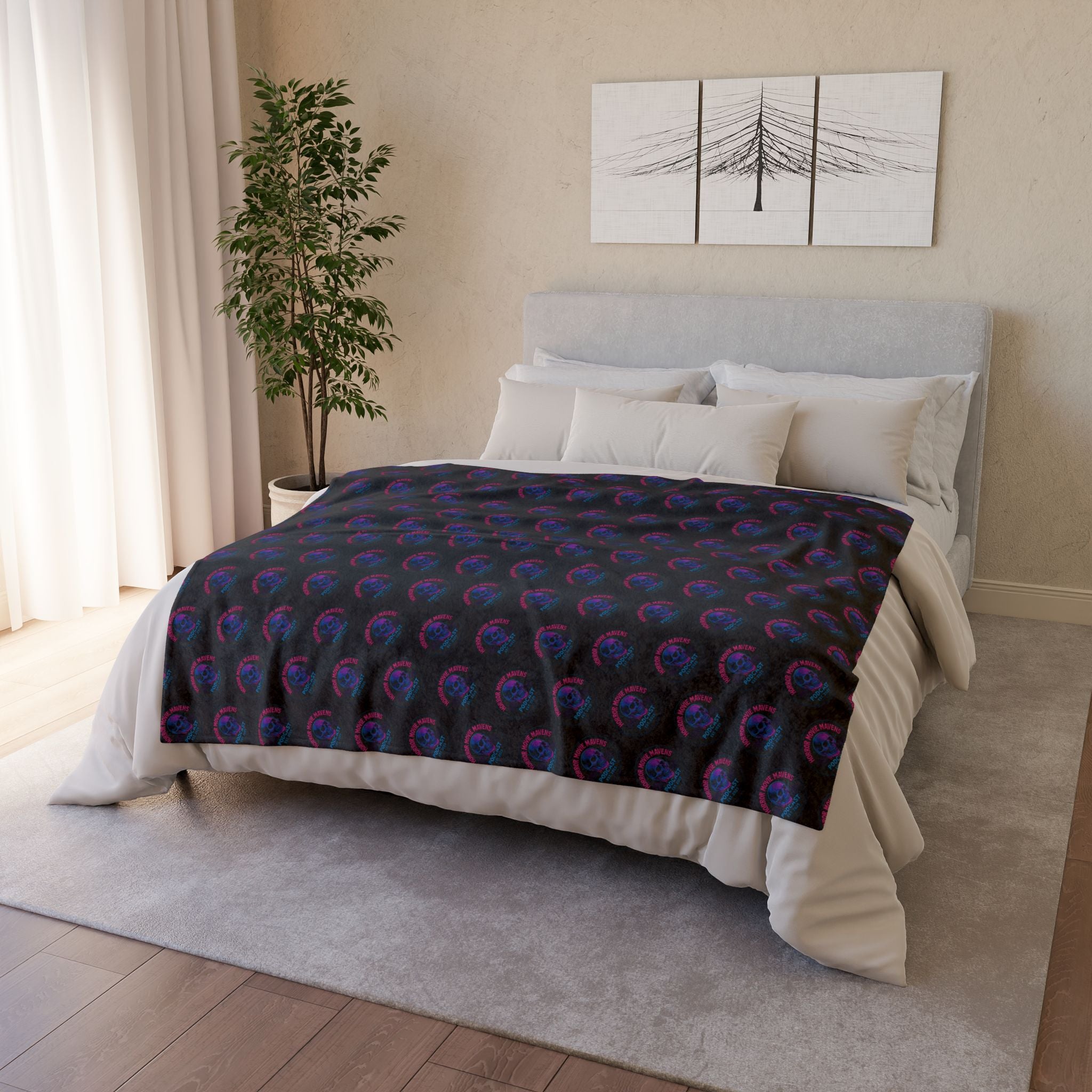 80’s style HMM Pattern Blanket — Soft Polyester Throw for Space Lovers