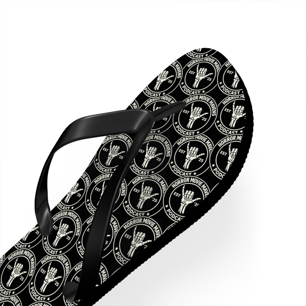 Skull & Crossbones Pattern Flip Flops — Gothic Beach Sandals