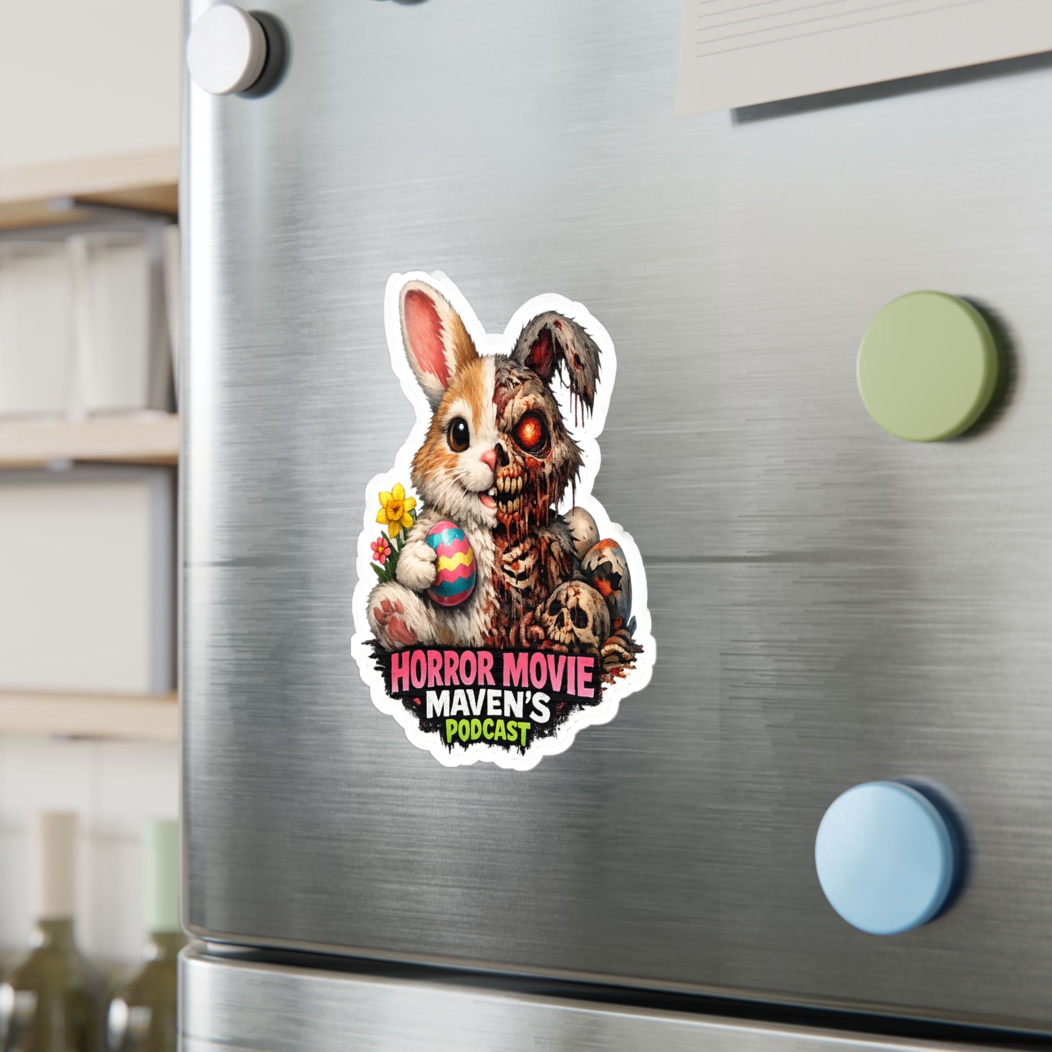 Horror Movie Maven's Podcast Bunny Zombie Vinyl Sticker