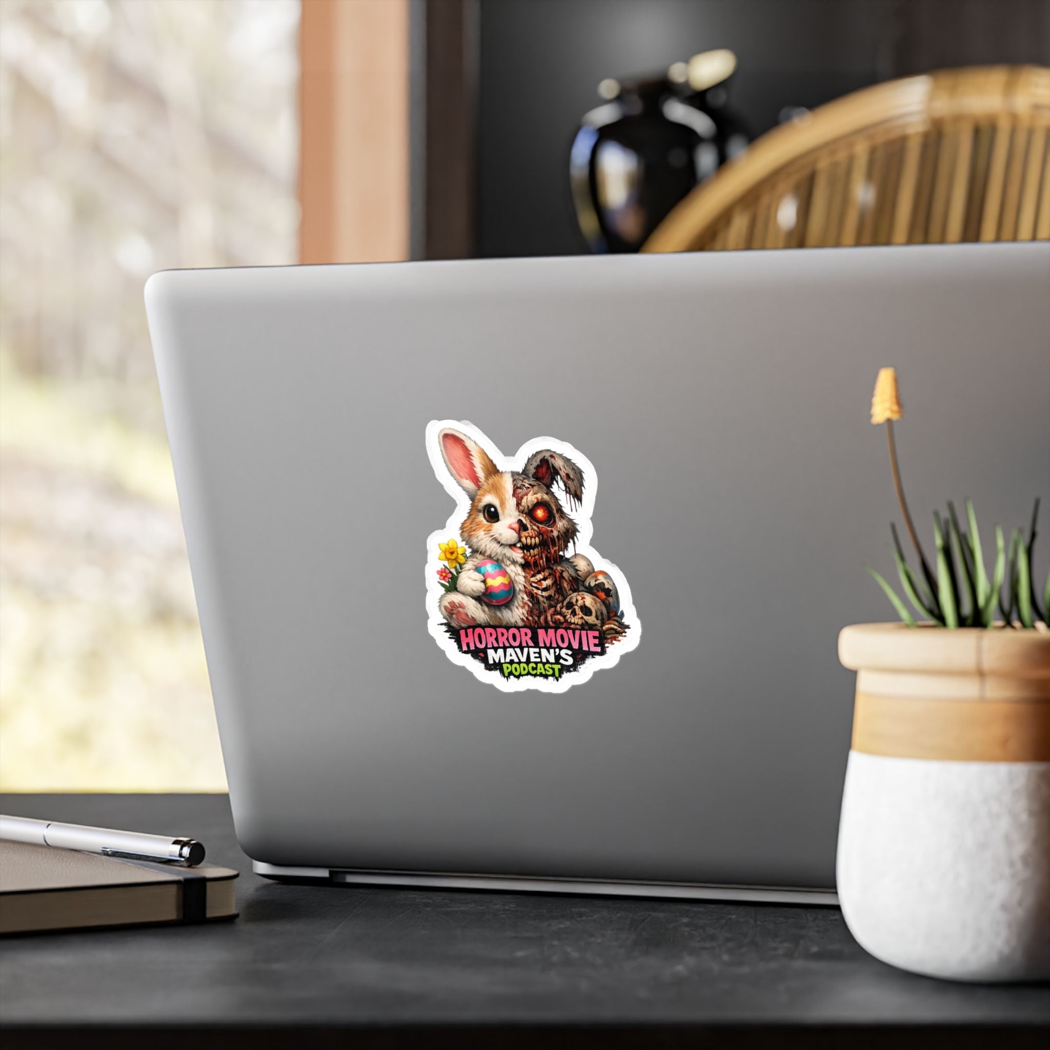 Horror Movie Maven's Podcast Bunny Zombie Vinyl Sticker