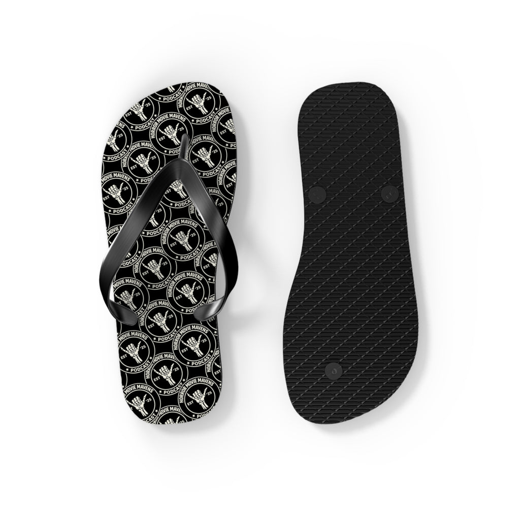 Skull & Crossbones Pattern Flip Flops — Gothic Beach Sandals