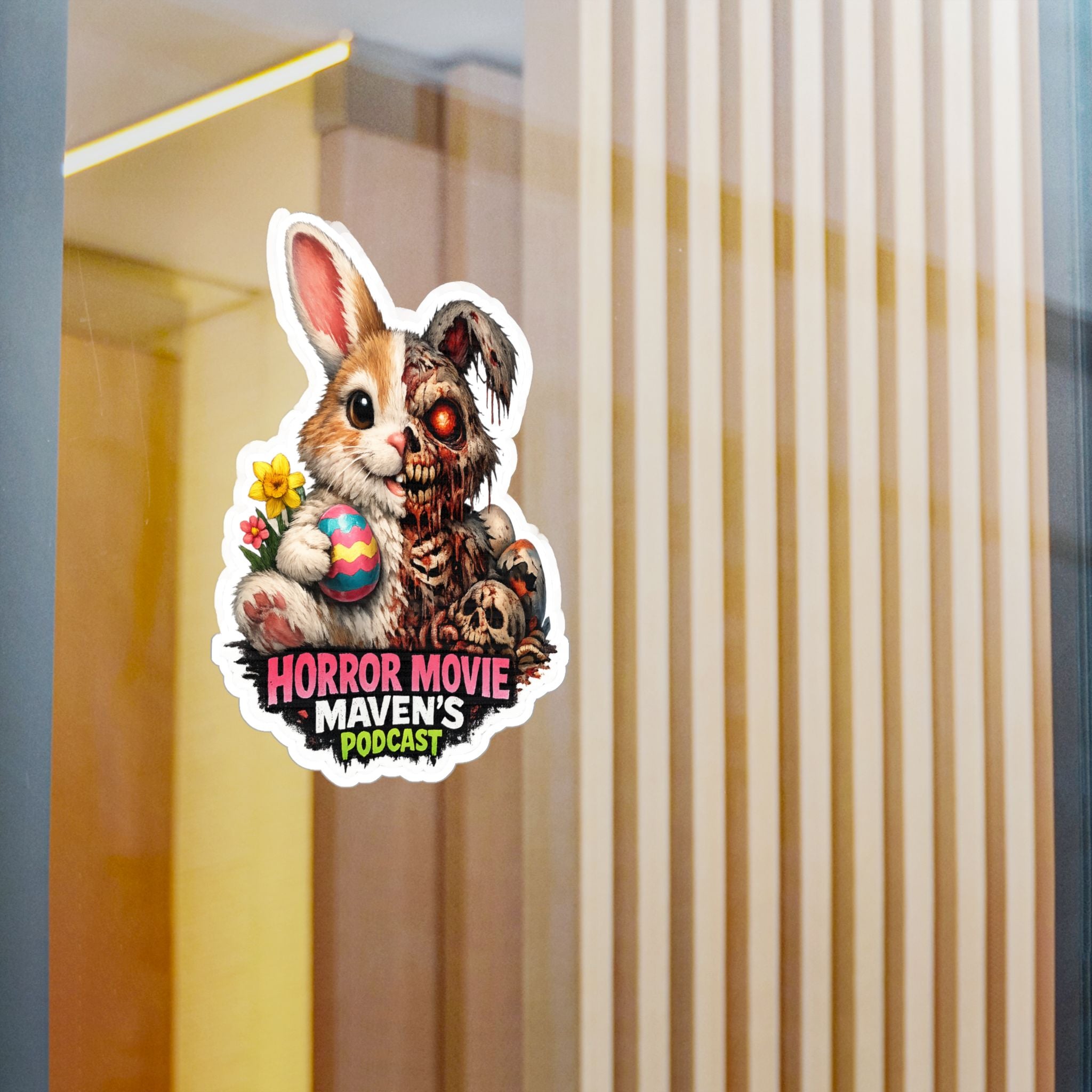 Horror Movie Maven's Podcast Bunny Zombie Vinyl Sticker