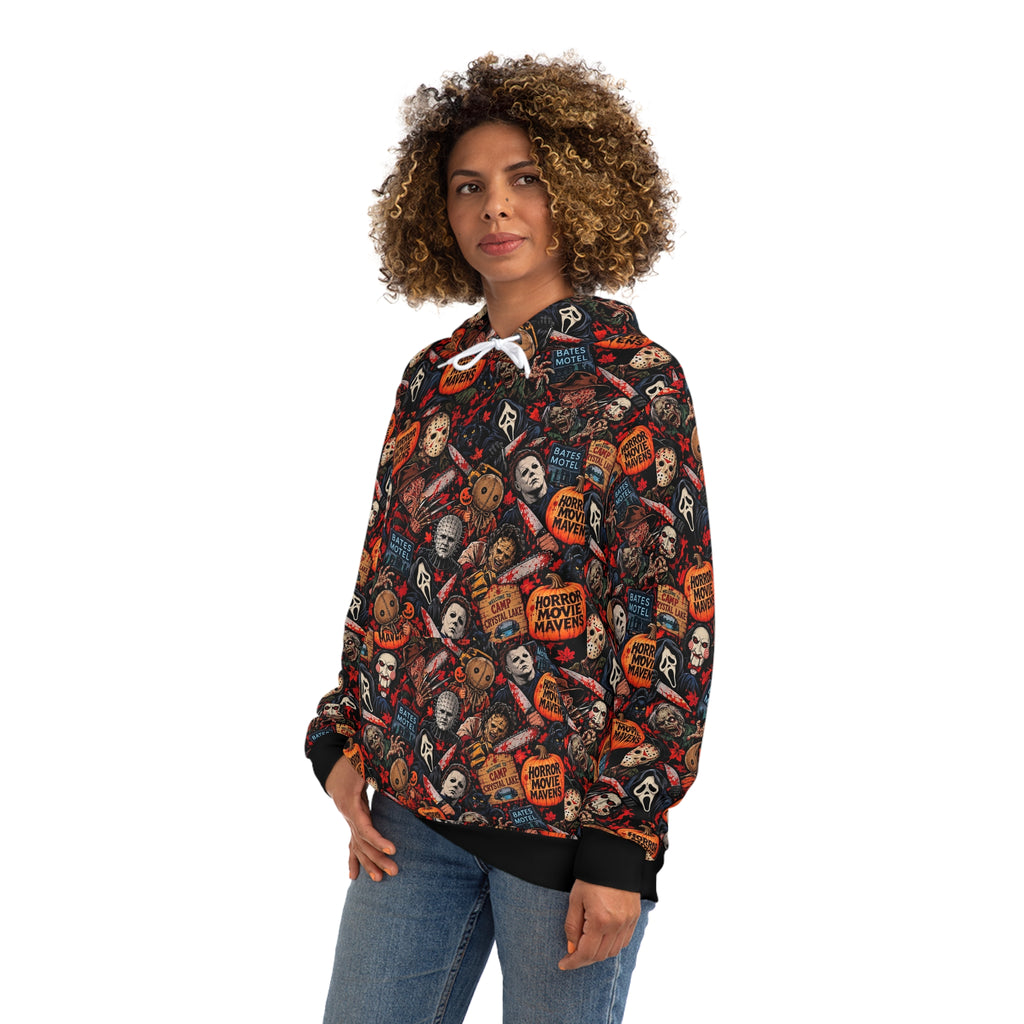 Horror Icon All-Over Print Hoodie — Horror Movie Mavens season 1