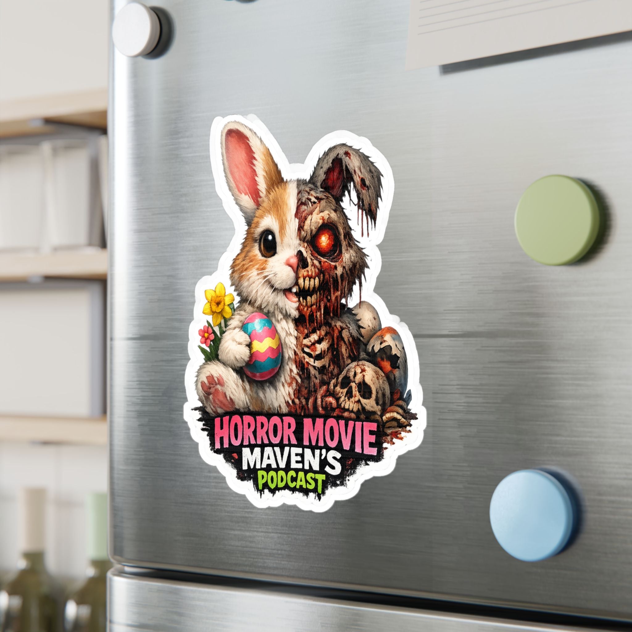 Horror Movie Maven's Podcast Bunny Zombie Vinyl Sticker