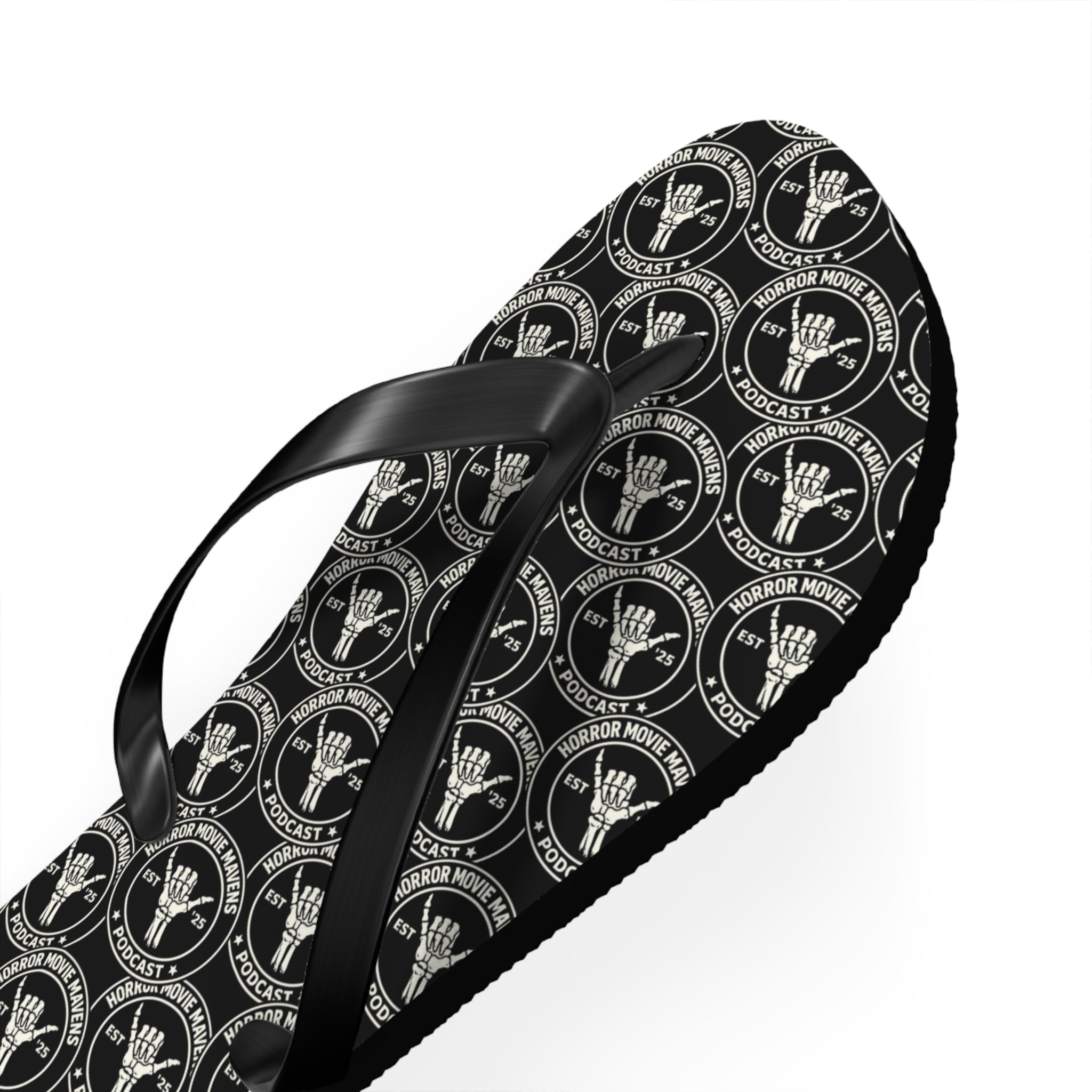 Skull & Crossbones Pattern Flip Flops — Gothic Beach Sandals