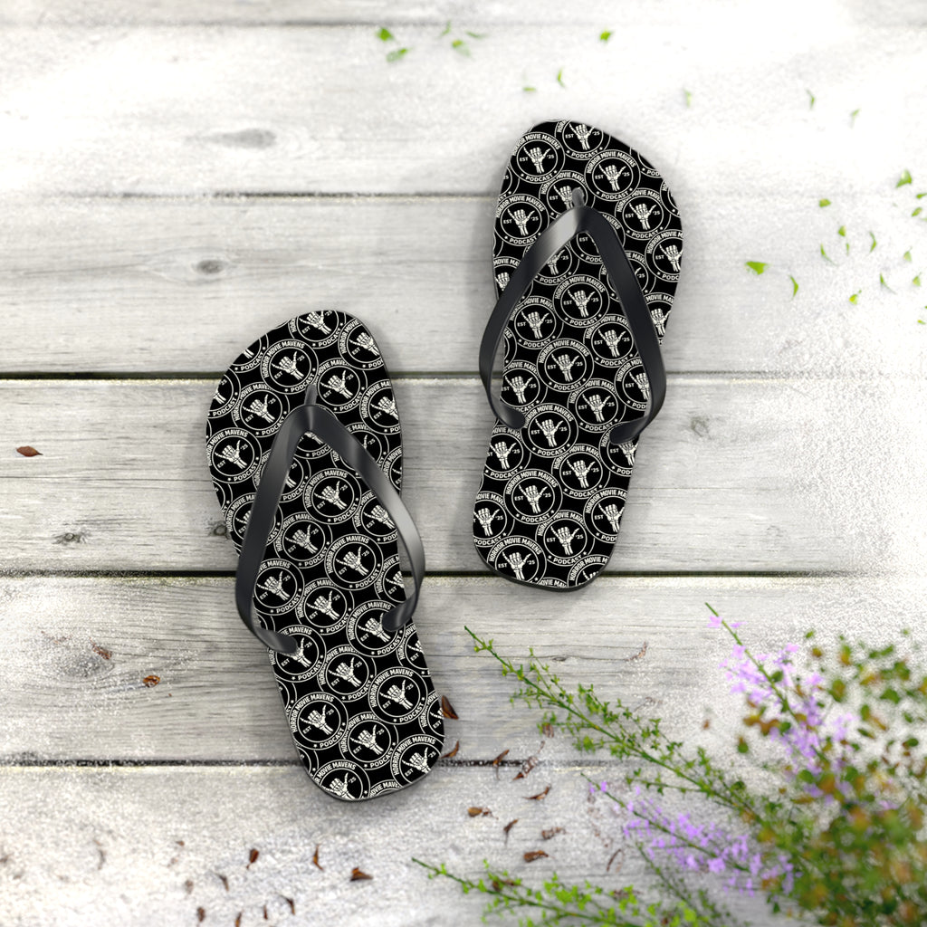 Skull & Crossbones Pattern Flip Flops — Gothic Beach Sandals