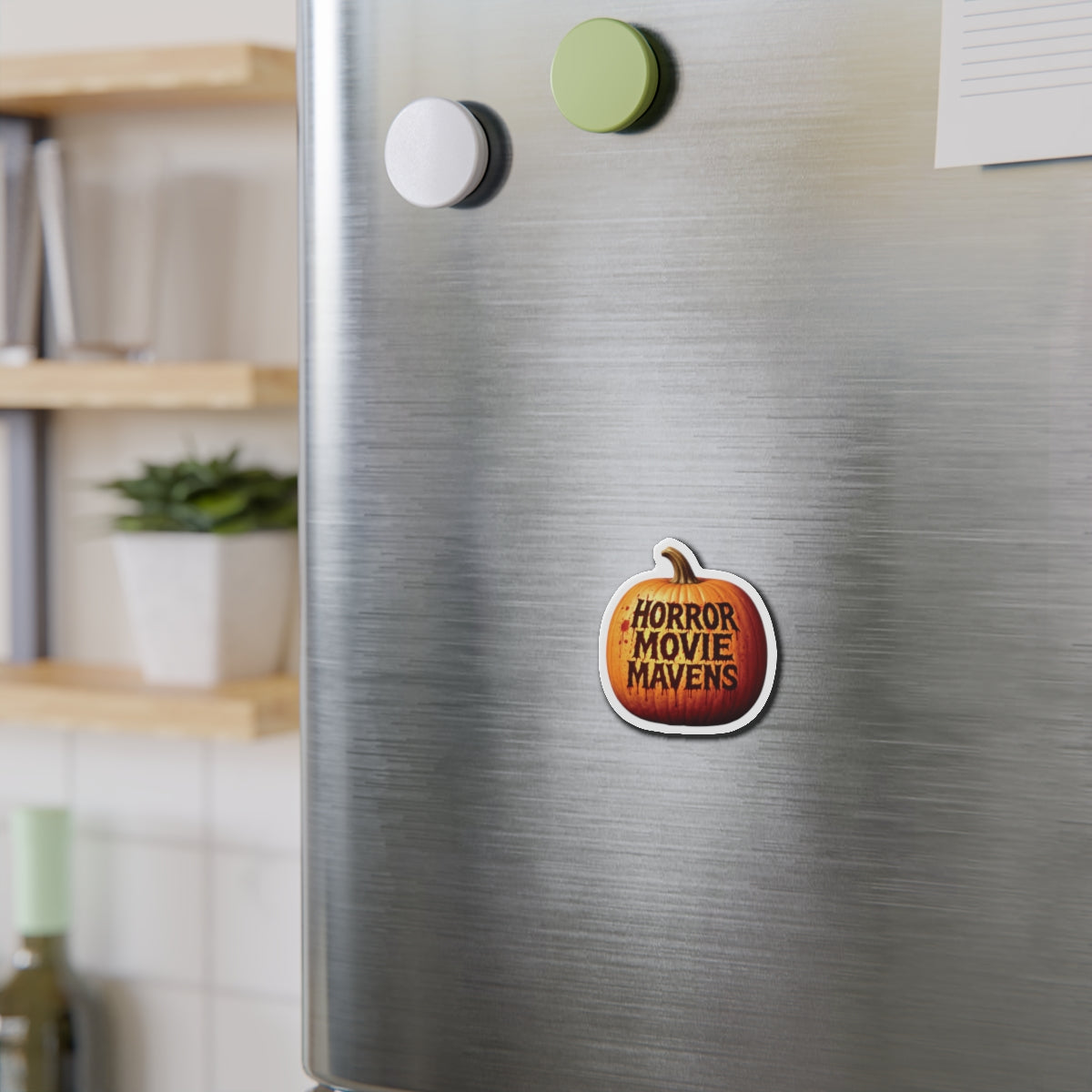 Horror Movie Mavens Pumpkin Die-Cut Magnet — Halloween Fridge Decor