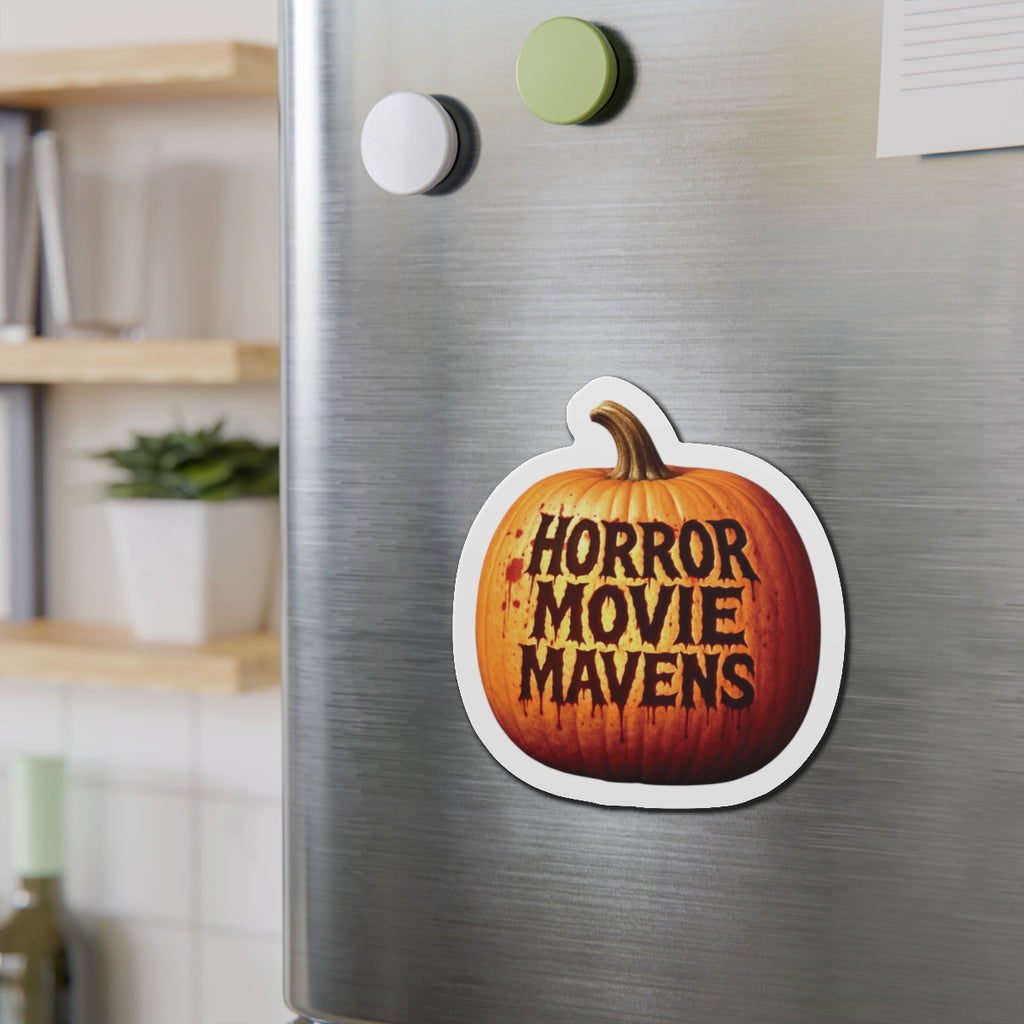 Horror Movie Mavens Pumpkin Die-Cut Magnet — Halloween Fridge Decor
