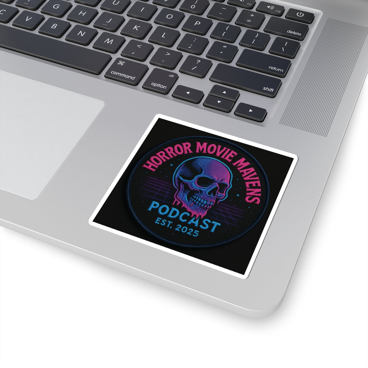 Horror Movie Mavens Podcast Kiss-Cut Sticker — Neon Skull Est. 2025