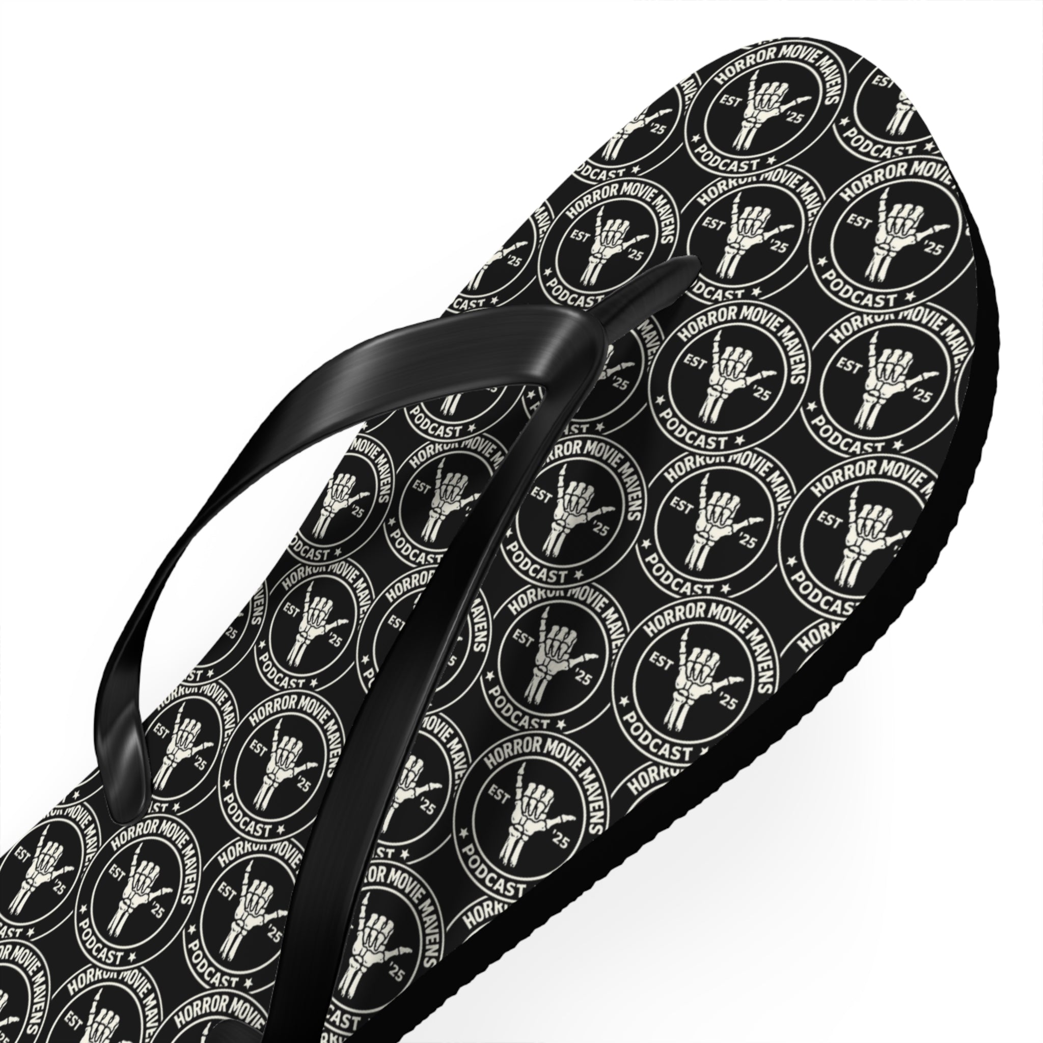 Skull & Crossbones Pattern Flip Flops — Gothic Beach Sandals