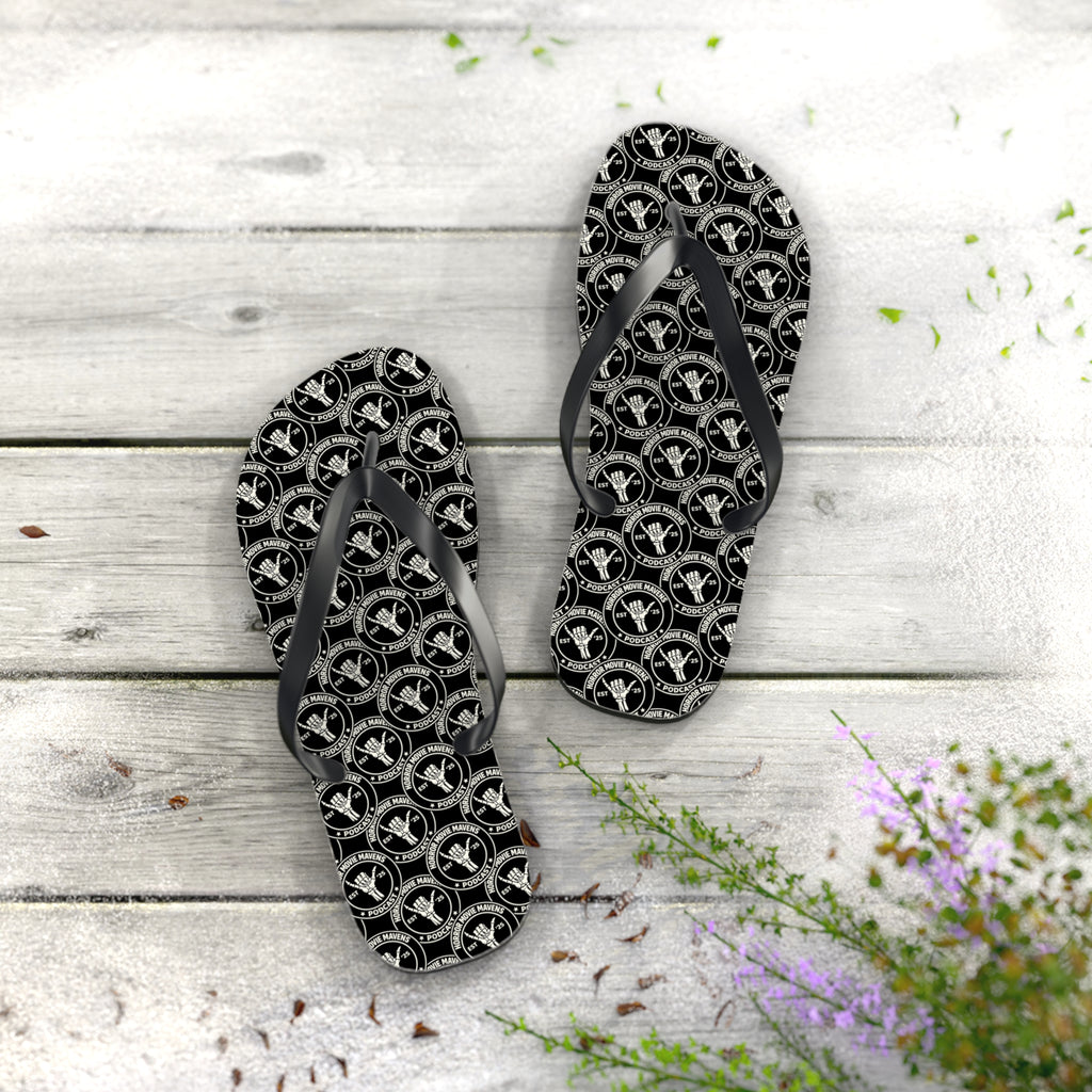 Skull & Crossbones Pattern Flip Flops — Gothic Beach Sandals