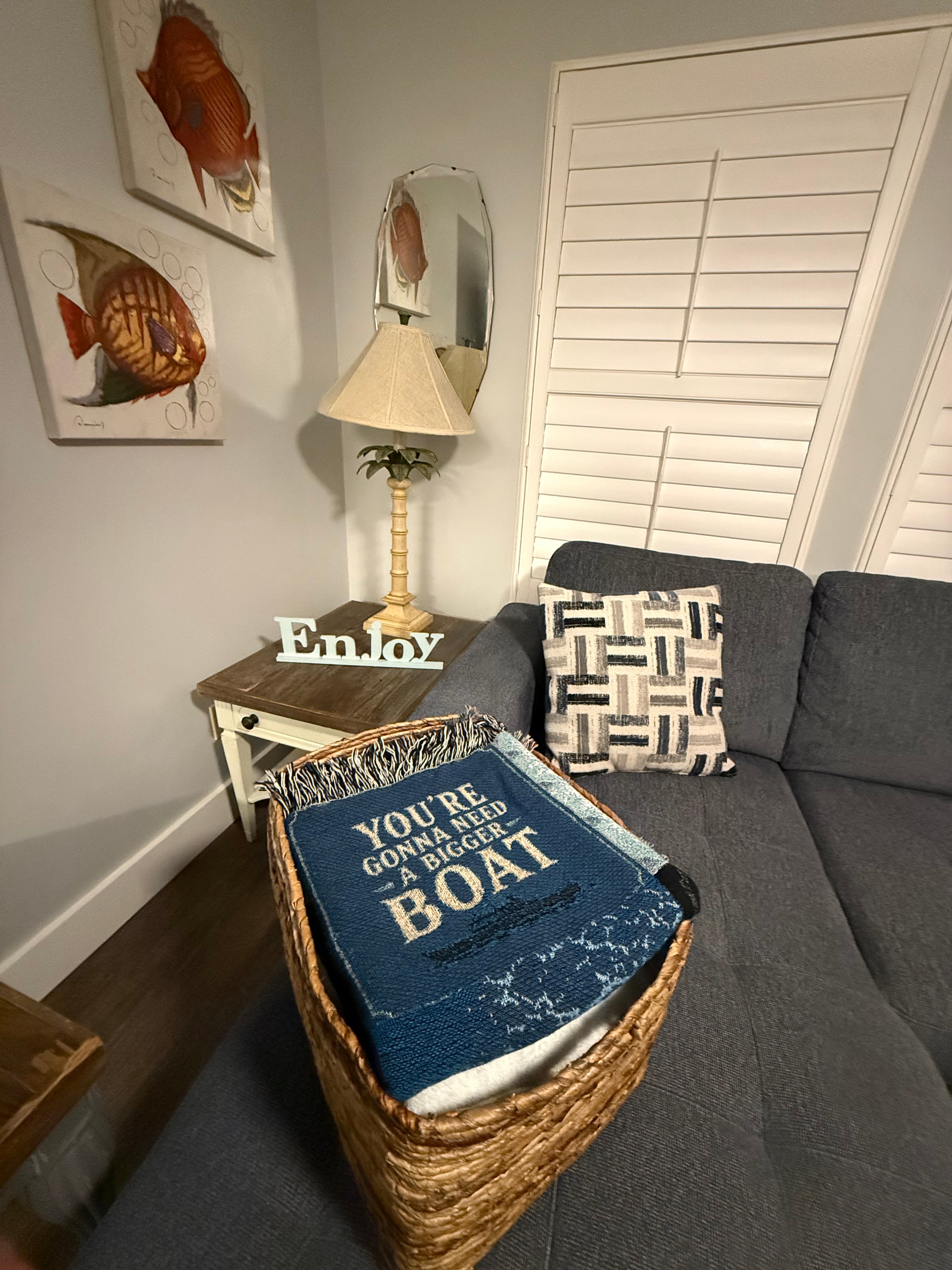 Shark Summer – Vintage Maritime & Nautical Emblem Throw
