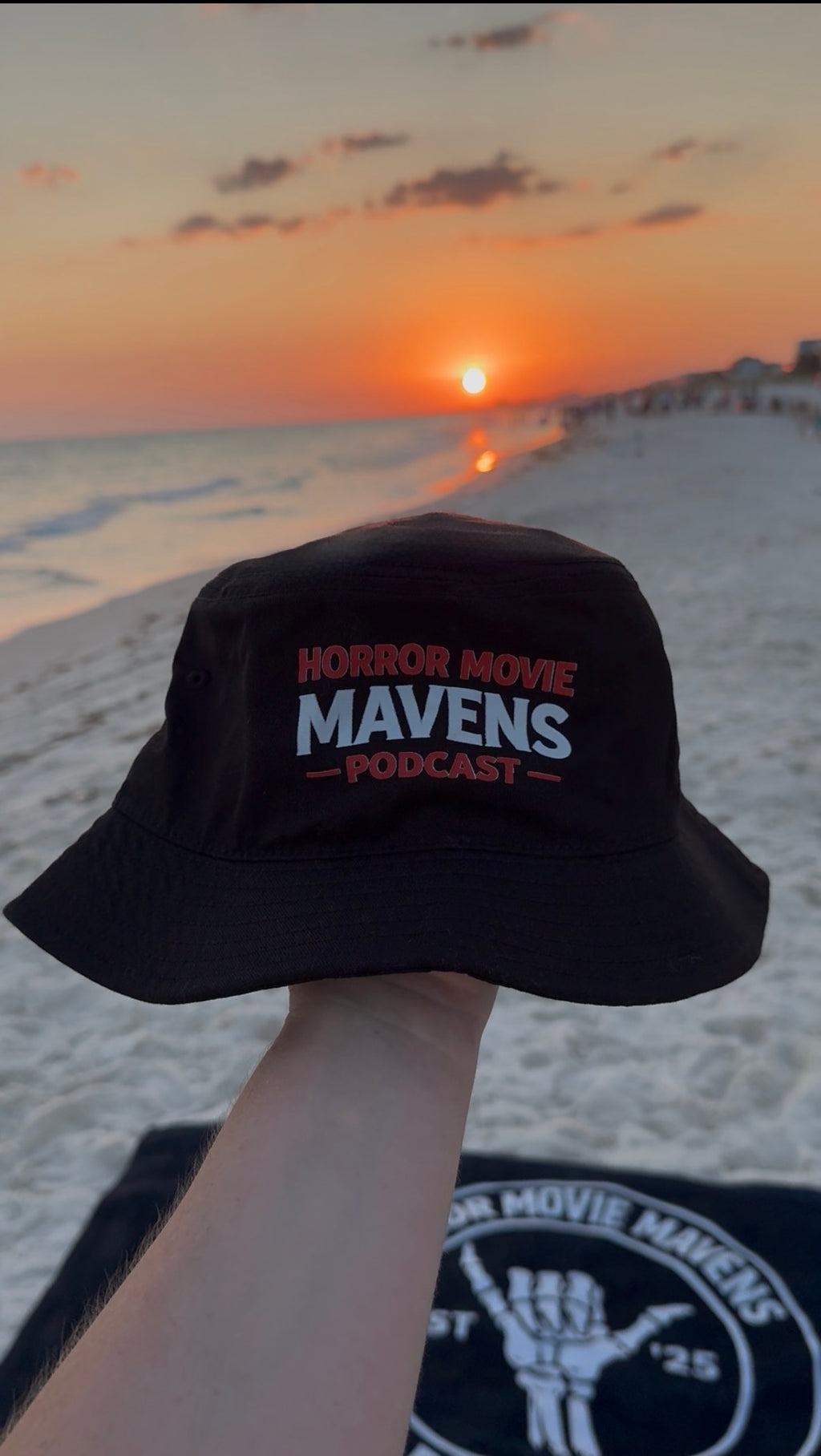 Horror Movie Mavens Podcast Bucket Hat — Retro Red Logo